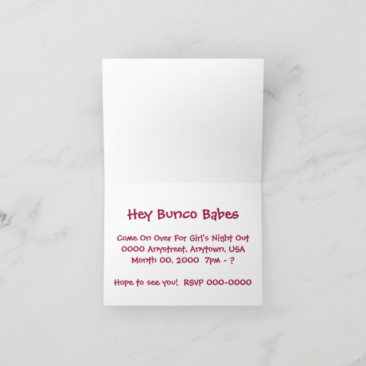 Invitation Bébé de Bunco (Intérieur)