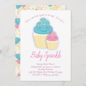 Invitation Bébé de Cupcake mignon Douche Sprinkle (Devant / Derrière)