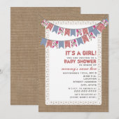 Invitation Bébé de filles inspiré par Floral & En vichy Bunti (Devant / Derrière)