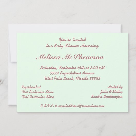 Invitation Bébé de Flamant rose (Dos)