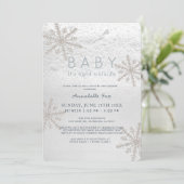 Invitation Bébé de flocon de neige Son Baby shower d'entraîne (Debout devant)