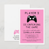 Invitation Bébé de jeu vidéo de la joueuse 3 de filles/douche (Devant / Derrière)