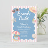 Invitation Bébé de la plage Fête côtière 1er anniversaire (Debout devant)