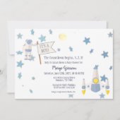 Invitation Bébé de l'espace Baby Shower | Blanc (Devant)