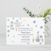 Invitation Bébé de l'espace Baby Shower | Blanc (Debout devant)