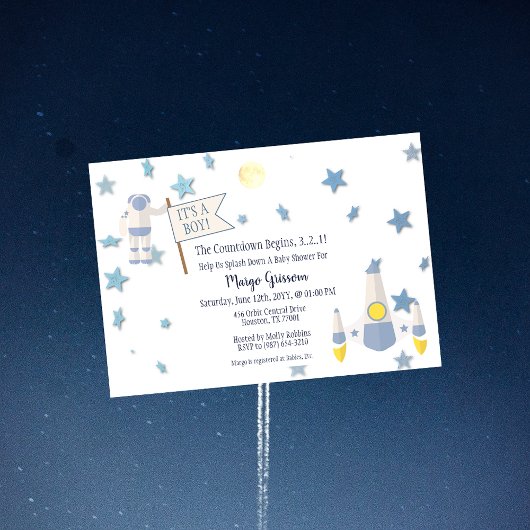 Invitation Bébé de l'espace Baby Shower | Blanc