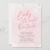 Invitation Bébé de Noël rose Il fait froid dehors Baby shower (Devant)