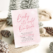 Invitation Bébé de Noël rose Il fait froid dehors Baby shower