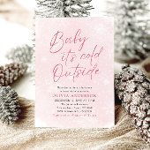 Invitation Bébé de Noël rose Il fait froid dehors Baby shower