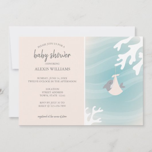 Invitation Bébé de requin doux (Devant)