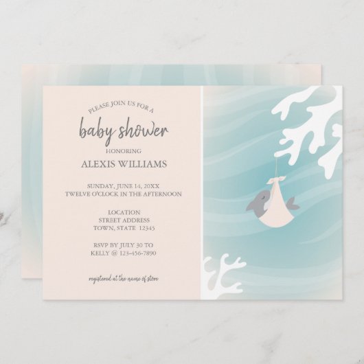 Invitation Bébé de requin doux (Devant / Derrière)