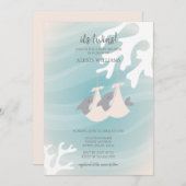 Invitation Bébé de requin doux (Devant / Derrière)