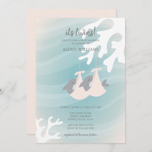 Invitation Bébé de requin doux (Devant / Derrière)