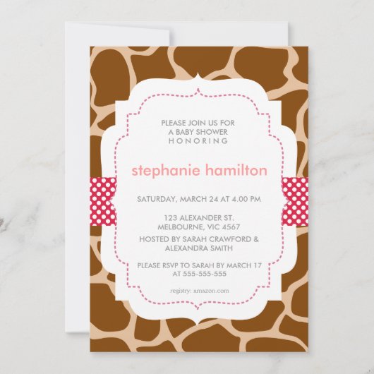 Invitation Bébé de ruban de point de polka de poster de (Devant)