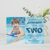 Invitation Bébé d'eau de baignade photo 2e anniversaire fête (Debout devant)