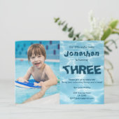Invitation Bébé d'eau de nage photo 3e anniversaire (Debout devant)