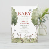 Invitation Bébé d'été de fraise fleur sauvage dans douche fle (Debout devant)