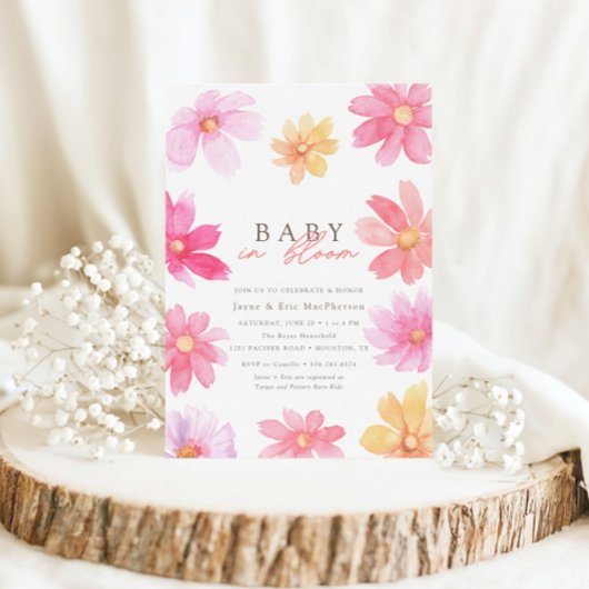 Invitation Bébé d'été en fleurs Fleur sauvage floral