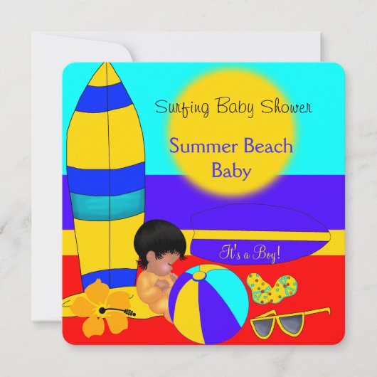 Invitation Bébé d'été Shower Garçon Plage Bébé Surf Bébé (Devant)