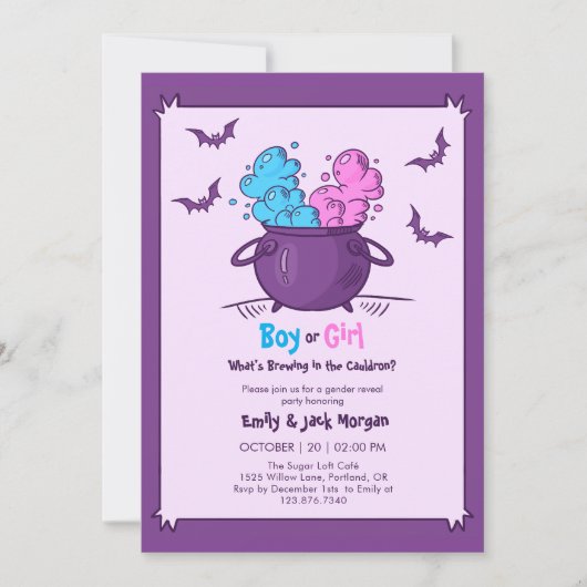 Invitation Bébé d'Halloween mignon brasse Révélation de genre (Devant)