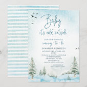 Invitation Bébé d'hiver atmosphérique C'est un Baby shower fr (Devant / Derrière)