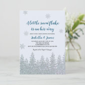 Invitation Bébé d'hiver Boy Shower Woodland Little Snowflake (Debout devant)