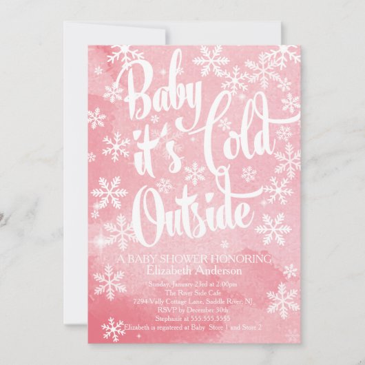 Invitation Bébé d'hiver C'est froid dehors filles Baby shower (Devant)