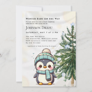 Invitation Bébé d'hiver en route Fête de bébé manchot d'hiver