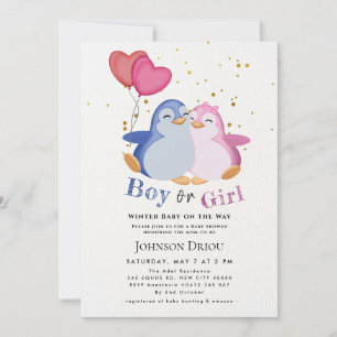 Invitation Bébé d'hiver en route Fête de bébé Pingouin d'hive