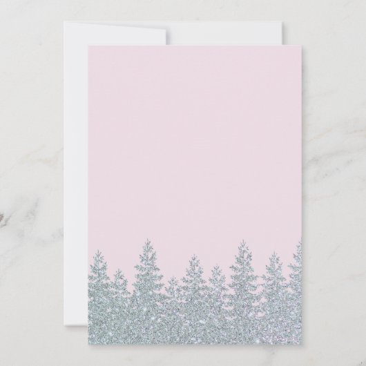 Invitation Bébé d'hiver fille douche Woodland Petit Flocon de (Dos)