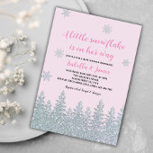 Invitation Bébé d'hiver fille douche Woodland Petit Flocon de