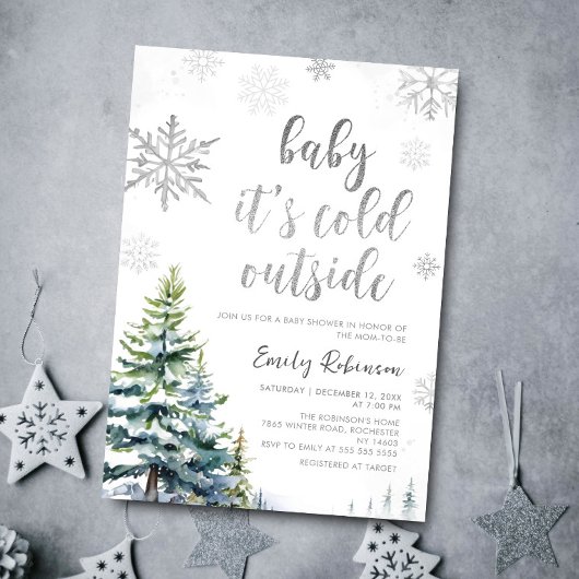 Invitation Bébé d'hiver Il fait froid dehors Baby shower d'ar