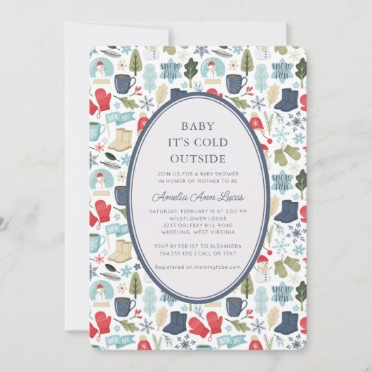 Invitation Bébé d'hiver Il fait froid dehors Baby shower mign (Devant)