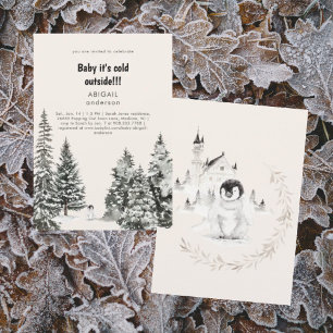 Invitation Bébé d'hiver Il fait froid dehors Frosty Trees Dou