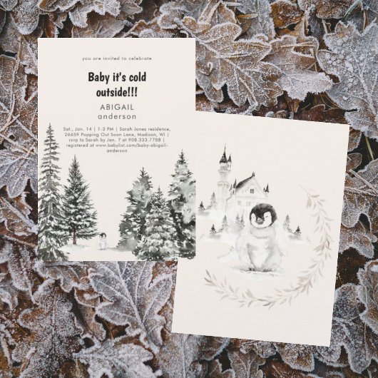 Invitation Bébé d'hiver Il fait froid dehors Frosty Trees Dou