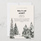 Invitation Bébé d'hiver Il fait froid dehors Frosty Trees Dou (Devant)