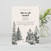 Invitation Bébé d'hiver Il fait froid dehors Frosty Trees Dou (Debout devant)