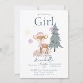 Invitation Bébé d'hiver mignonne Cerf Femme Fawn (Devant)