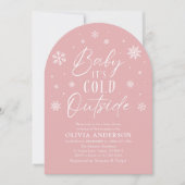 Invitation Bébé d'hiver rose Il fait froid dehors Baby shower (Devant)
