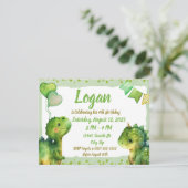 Invitation Bébé Dino Dino Ballons cardiaques Anniversaire (Debout devant)