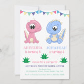 Invitation Bébé Dinosaur Jour d'anniversaire conjoint garçon (Devant)
