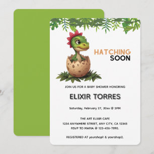 Invitation Bébé dinosaure adorable Kawaii qui éclot