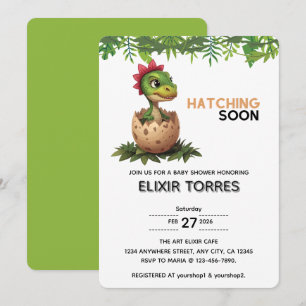 Invitation Bébé dinosaure adorable Kawaii qui éclot