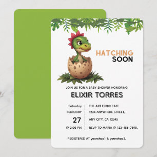 Invitation Bébé dinosaure adorable Kawaii qui éclot