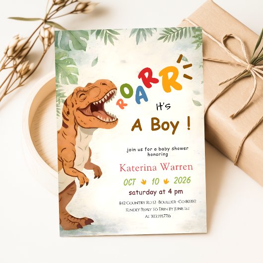 Invitation Bébé Dinosaure Garçon Baby Shower