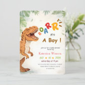 Invitation Bébé Dinosaure Garçon Baby Shower (Debout devant)