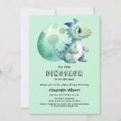 Invitation Bébé dinosaure mignon avec sa douche pour bébé ave (Devant)