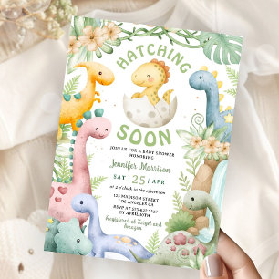 Invitation Bébé Dinosaure Qui Éclosent Bientôt Fête Prénatale