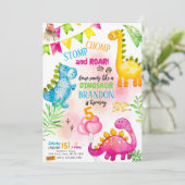 Invitation Bébé Dinosaures Anniversaire (Debout devant)