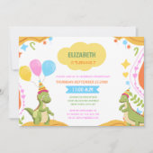 Invitation bébé dinosaures coloré anniversaire enfant mignon (Devant)